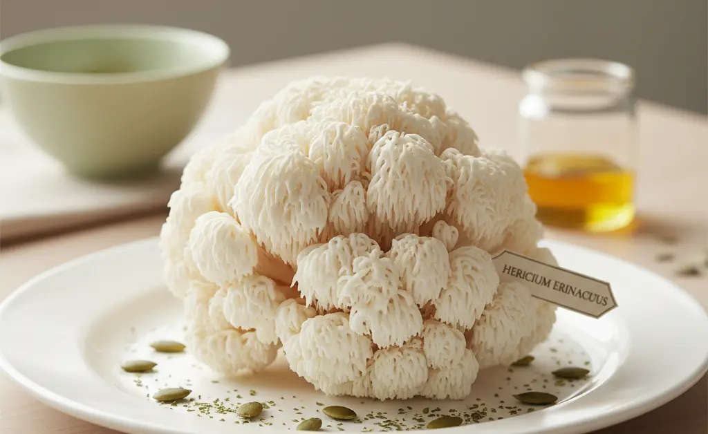 A visually appealing display showcasing the nutrient content associated with lion's mane mushroom macros.