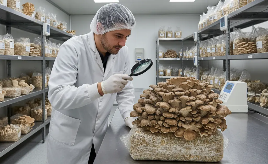 A cultivator carefully monitors the environment, creating the ideal maitake mushroom growing conditions for a bountiful harvest.