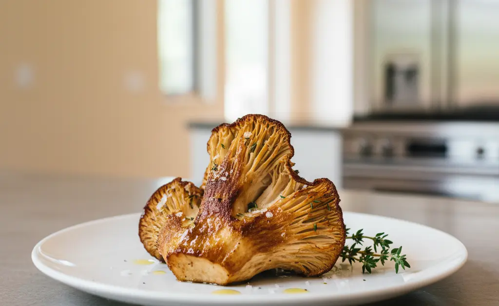 A beautifully prepared dish showcasing how to eat lion's mane mushroom, with its unique texture highlighted.