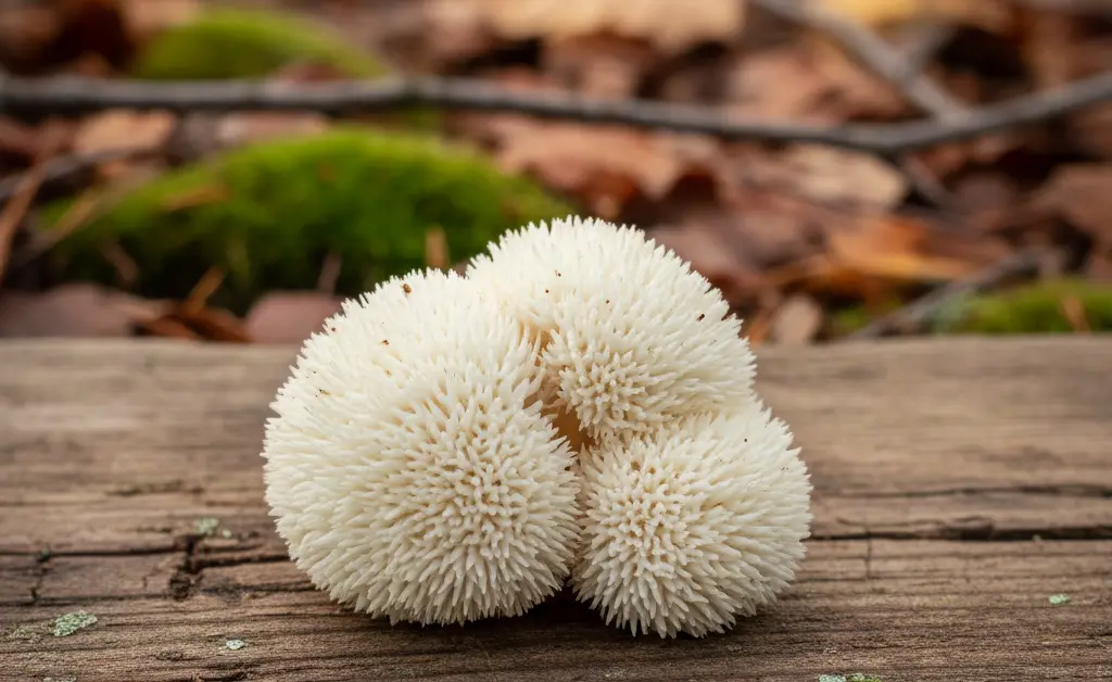A visually appealing arrangement showcasing the unique texture and form of the lion's mane mushroom deutsch in a natural, earthy setting.