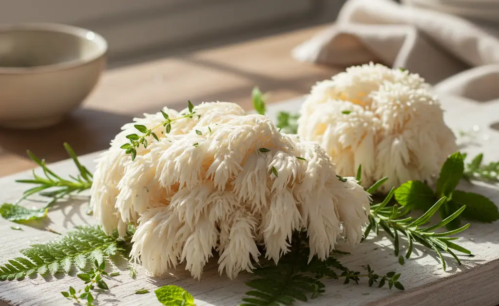 A visually appealing arrangement showcasing the health benefits of lion's mane mushroom nederlands.