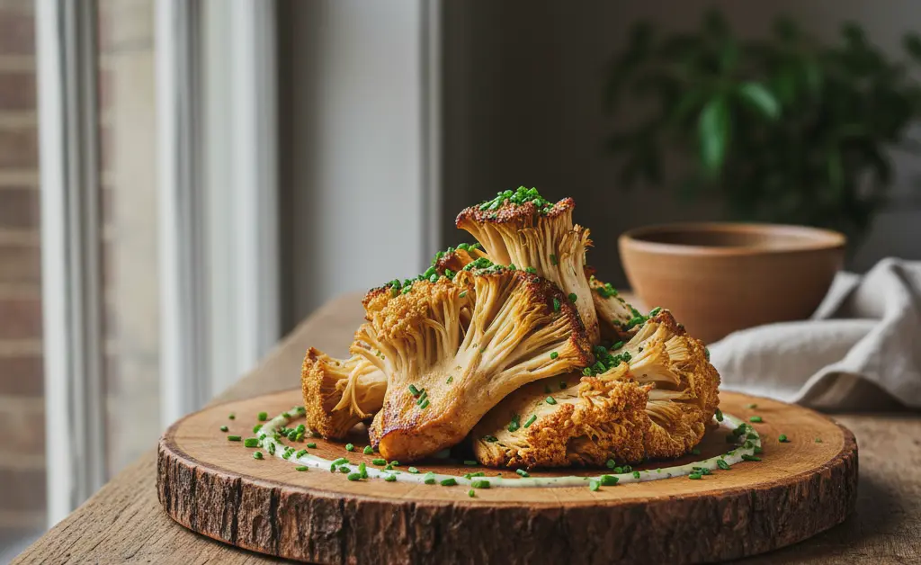 A beautifully plated dish showcasing the culinary success of lion's mane mushroom zubereitung.