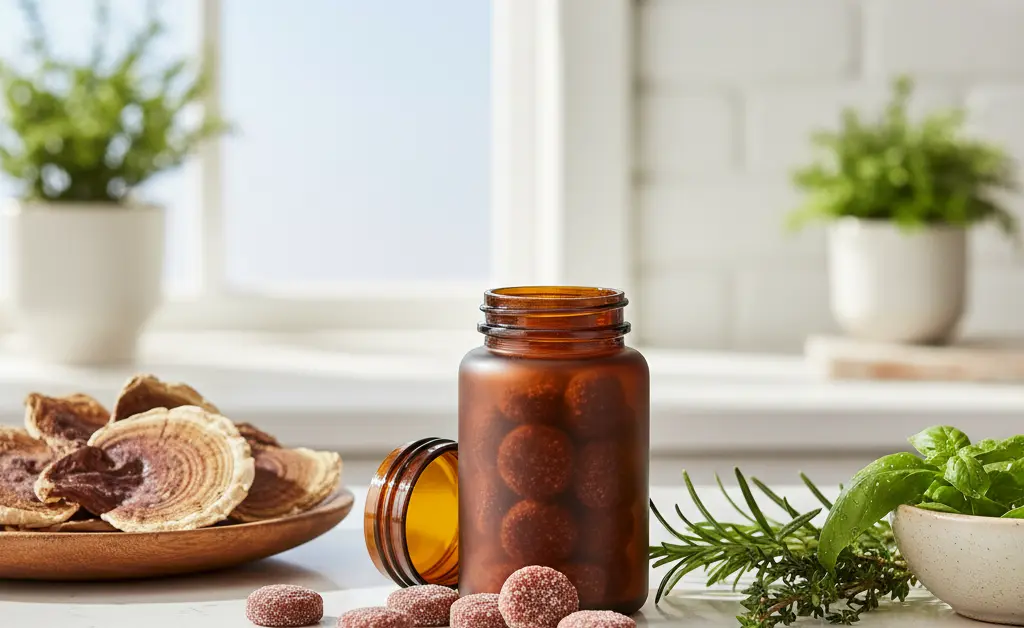 A visually appealing arrangement showcasing the delicious benefits of turkey tail mushroom gummies.