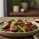 A balanced diet featuring shiitake mushroom for weight loss is presented in an appealing and natural arrangement.