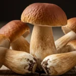 A close-up shot of freshly harvested porcini mushrooms highlights the potential porcini mushroom benefits for health and well-being.