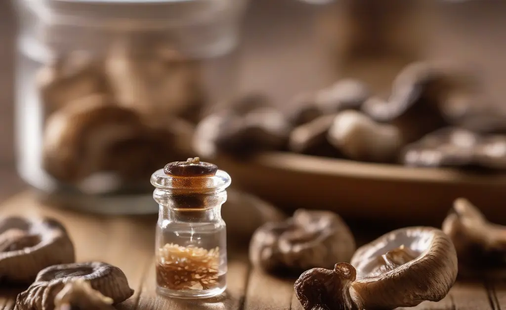 A vibrant close-up showcases the natural goodness of shiitake mushroom extract AHCC, symbolizing wellness.