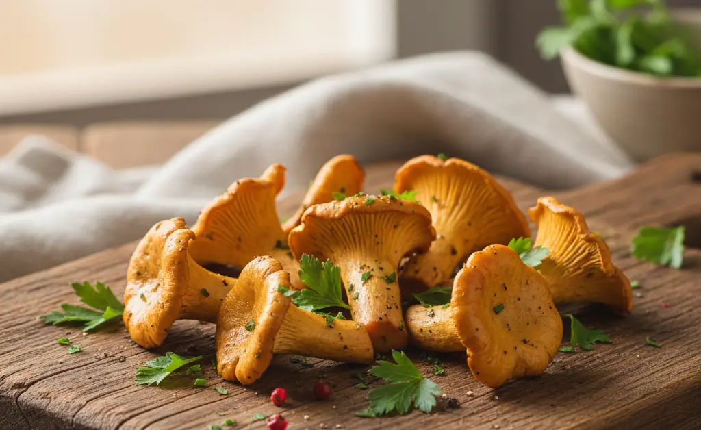 A vibrant chanterelle mushroom air fryer recipe prepared with fresh ingredients and presented elegantly.