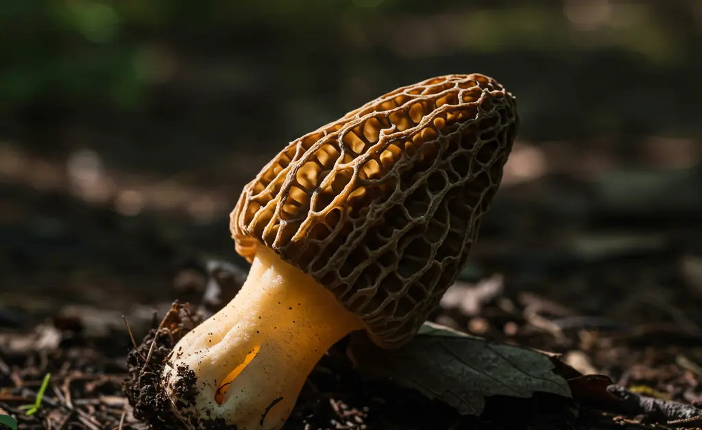 A detailed photograph showcasing the unique appearance of the morel mushroom once human.