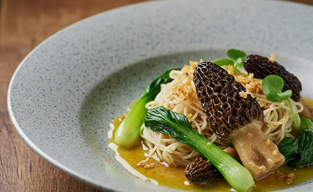 A beautifully plated dish showcasing exquisite morel mushroom recipes chinese chefs expertly prepare.