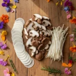 A variety of fresh, flavorful ingredients are artfully arranged to showcase the search for a high-quality wood ear mushroom alternative.