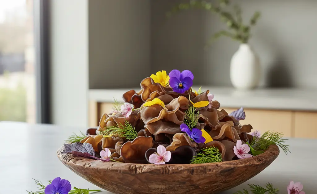 A visually appealing display showcasing the diverse wood ear mushroom benefits with fresh ingredients.